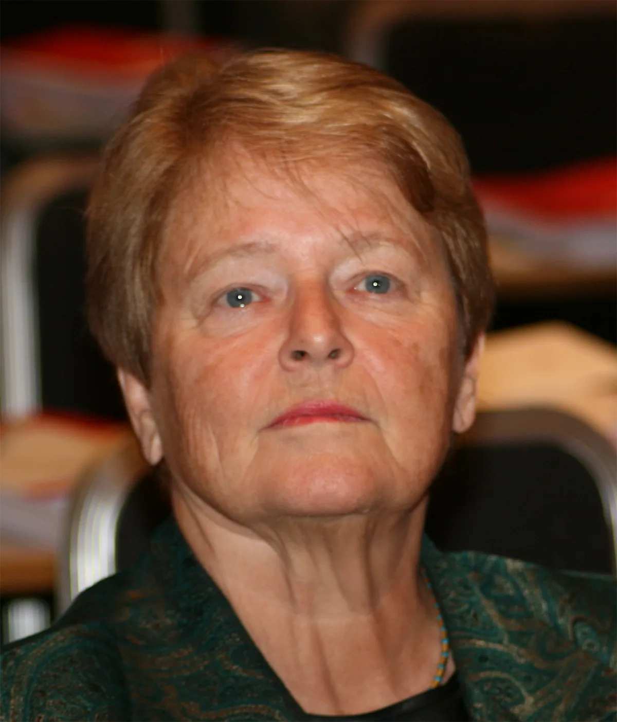 Retrato de Gro Harlem Brundtland, política y médica noruega, exprimera ministra de Noruega.