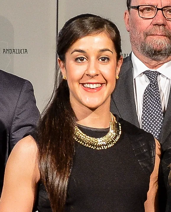 La jugadora española de bádminton Carolina Marín durante una entrega de premios en 2014.