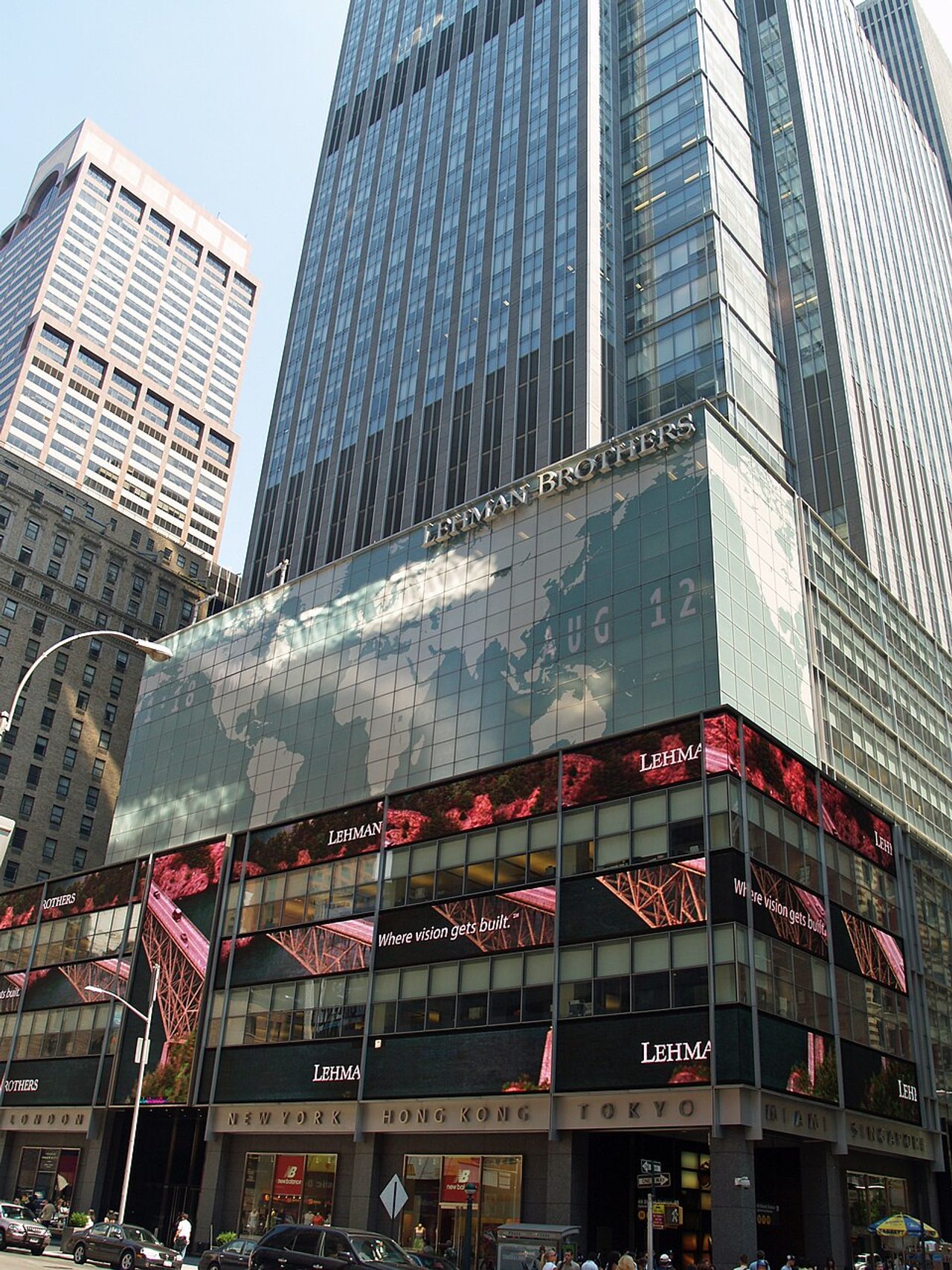 Edificio de la sede de Lehman Brothers en Times Square, Nueva York, fotografiado en 2007.